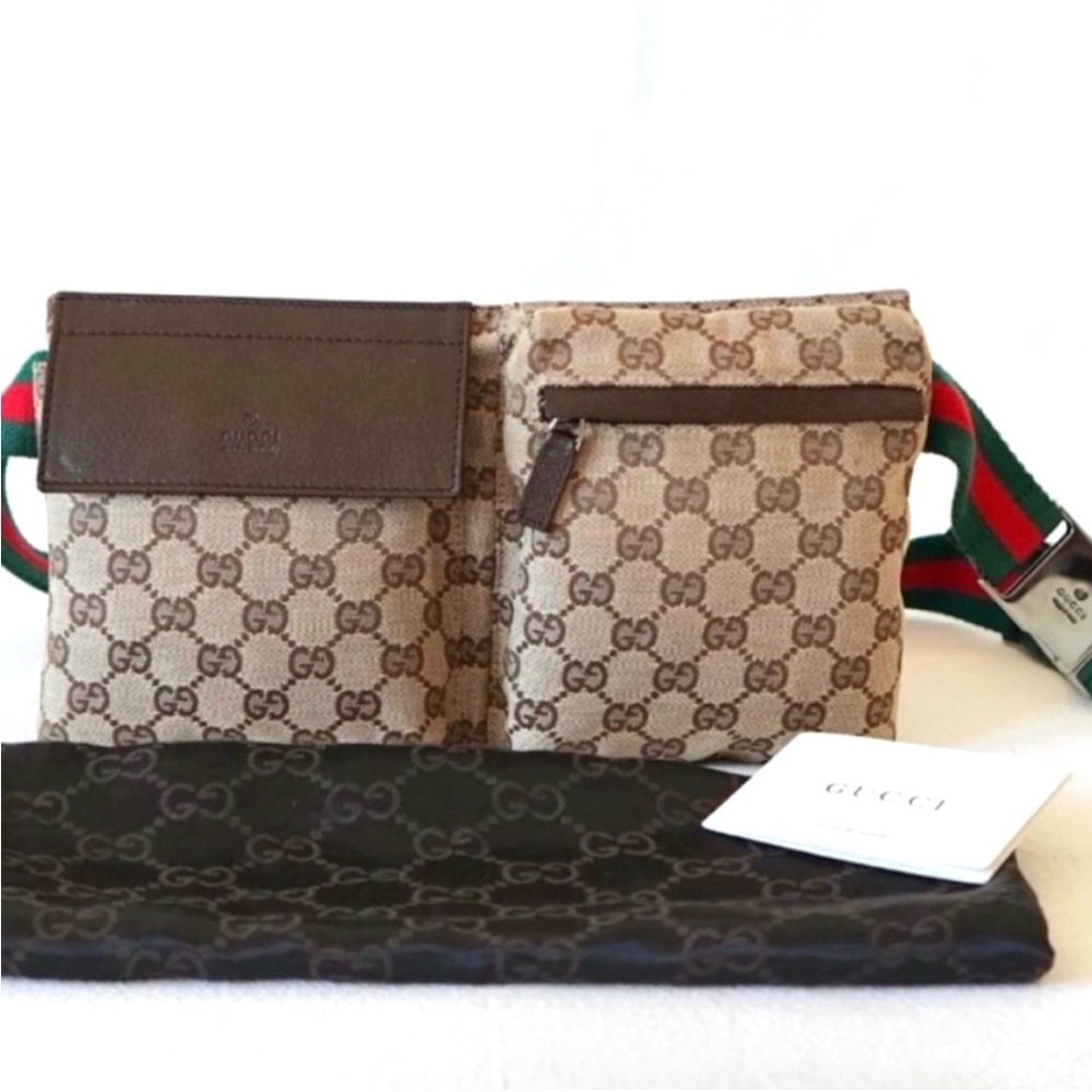 Authentic Gucci Waist Belt Bum Bag Web Pouch Shoulder Bag